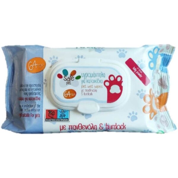 Safe Pet Μαντιλάκια Καθαρισμού με άρωμα Baby Powder 64 τεμάχια