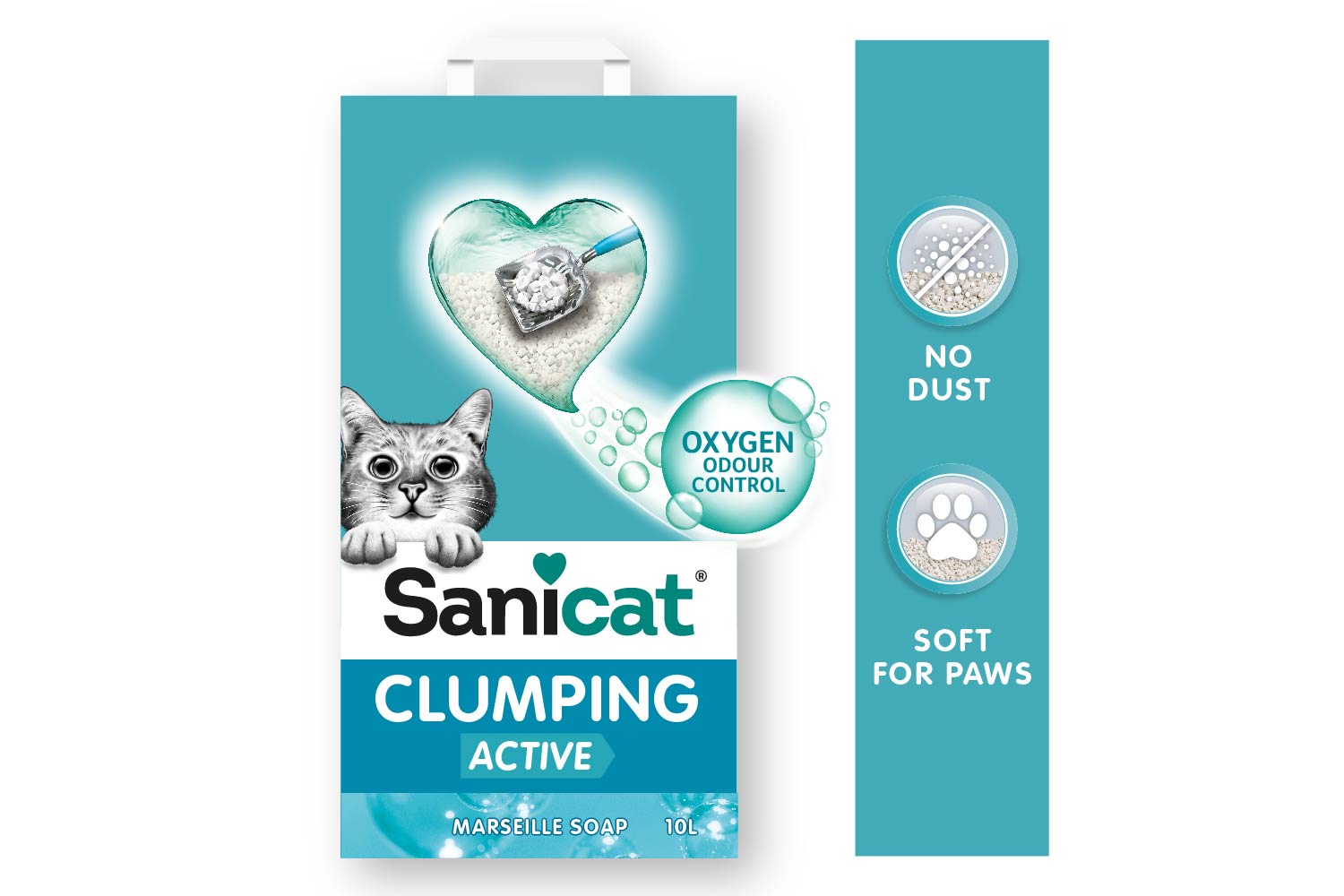 Άμμος γάτας Sanicat Clumping White Active Marseille Soap 10lt - Image 3